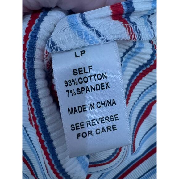 Heatherly Raina Striped Ruffle Strap Knit Bodysuit Multi Women's Size LP NWT - Picture 9 of 9